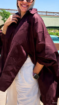 Poplin shirt in brown"بُوبلين"