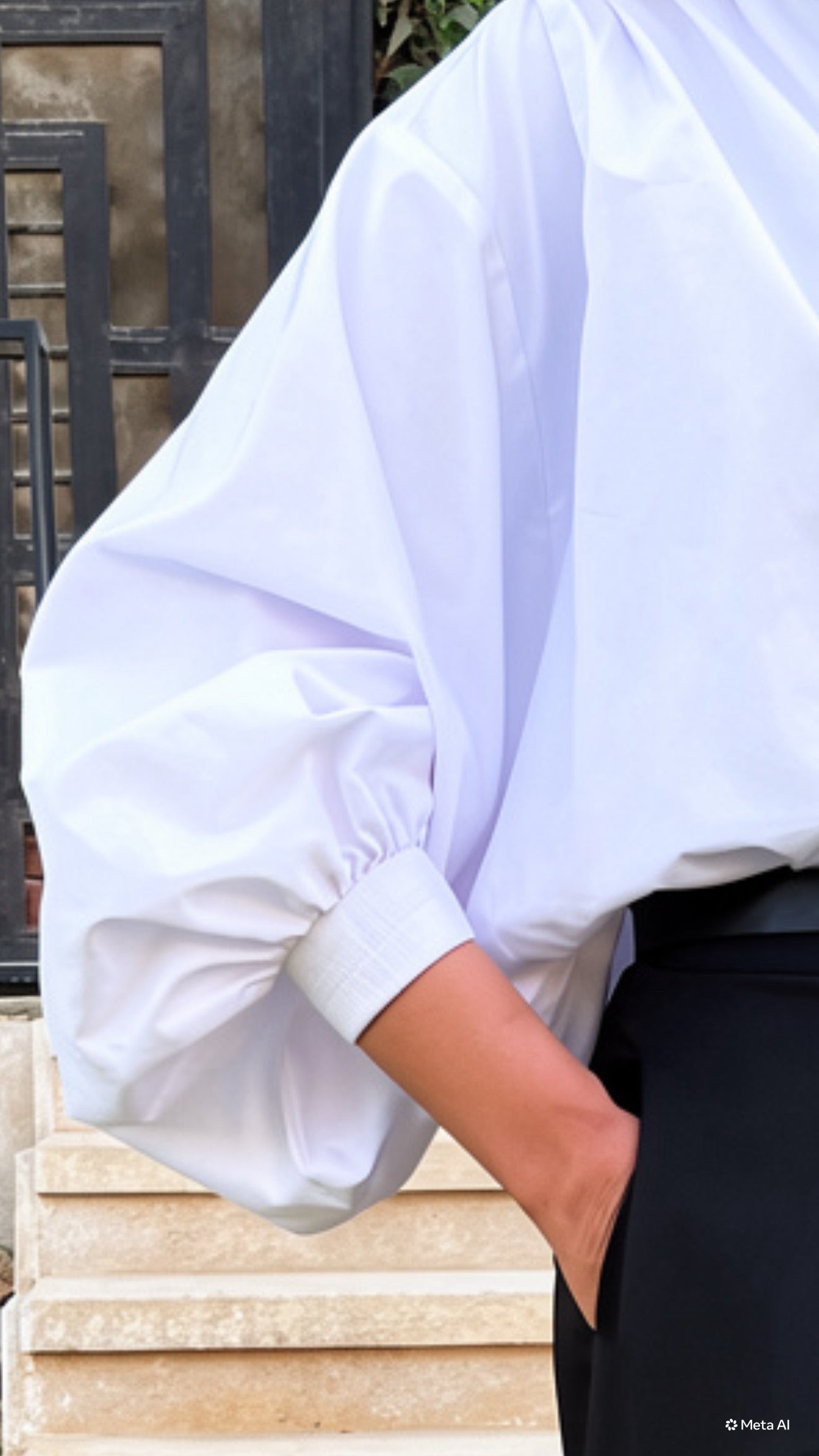 Puffy Sleeves Gabardine Shirt
