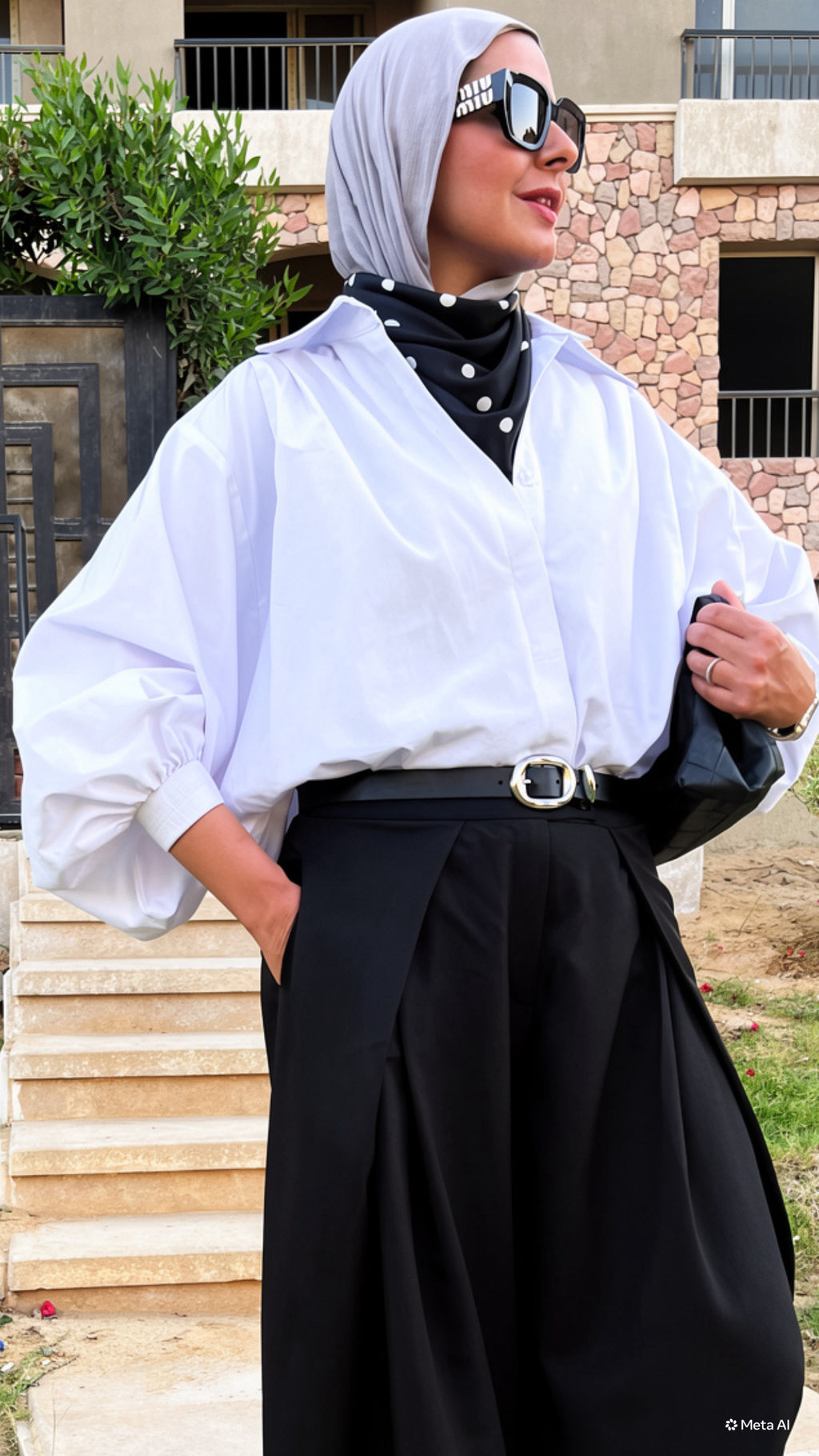 Puffy Sleeves Gabardine Shirt