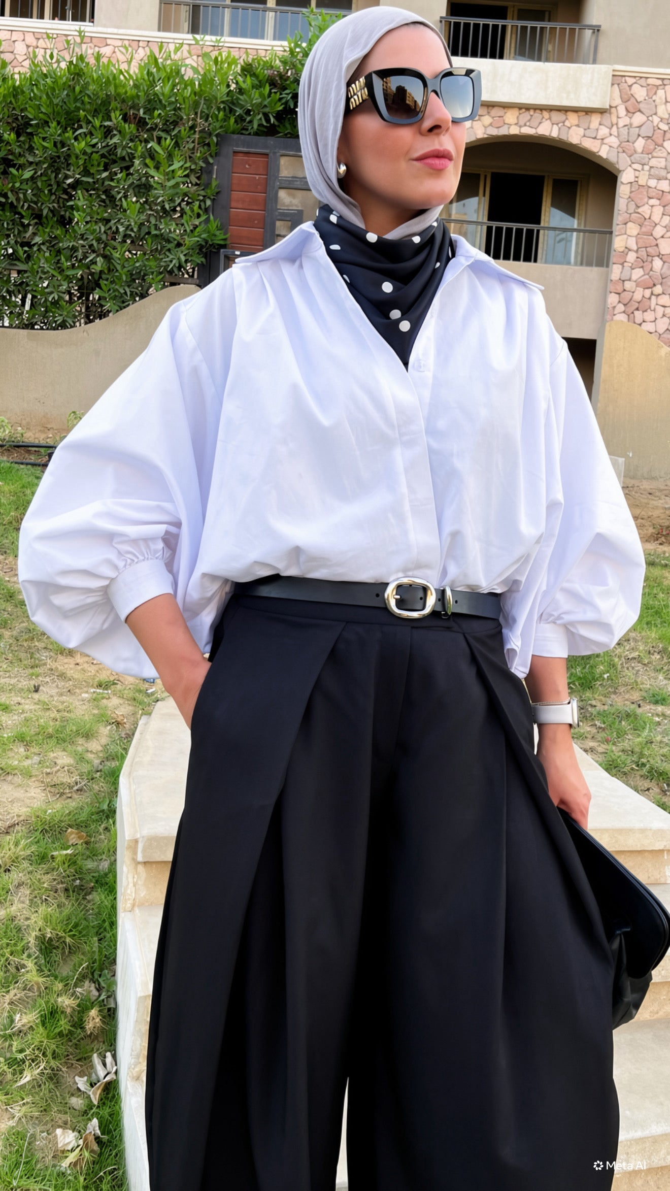 Puffy Sleeves Gabardine Shirt