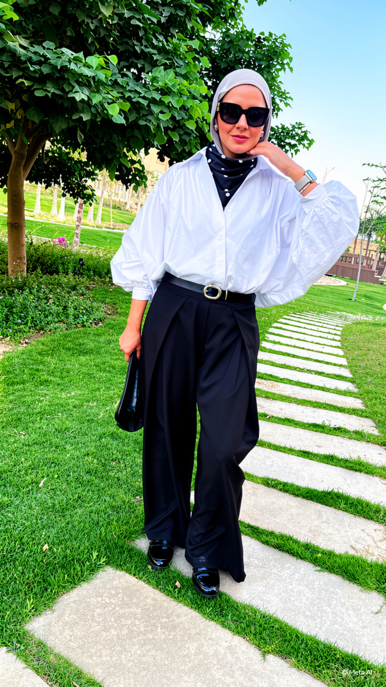 Puffy Sleeves Gabardine Shirt